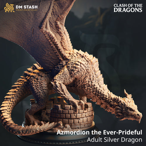 Azmordion the Ever-Prideful - Adult Silver Dragon - Painter-Proven™