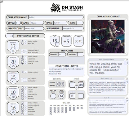 Elf Sun Soul Monk - Cahira