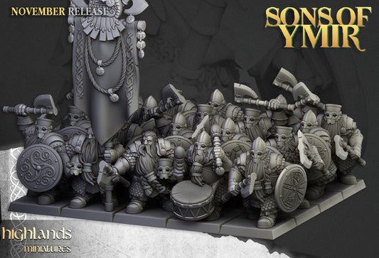 Dwarf Huscarls Unit - "Sons of Ymir" Highlands Miniatures