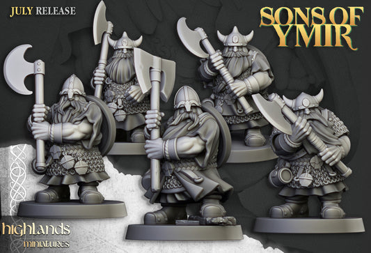 Dwarfs Warriors Two Handed Unit - "Sons of Ymir" Highlands Miniatures