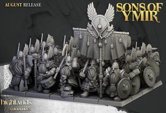 Dwarf Veterans Unit - "Sons of Ymir" Highlands Miniatures
