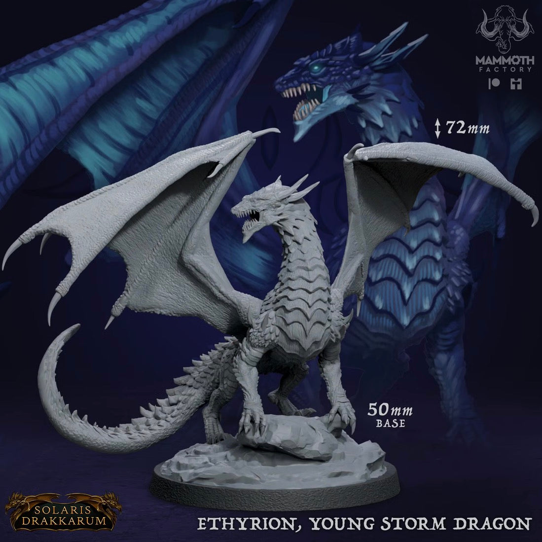 Actual unpainted Ethyrion Young Storm Dragon resin print by Laser Tek Creations, Mammoth Factory